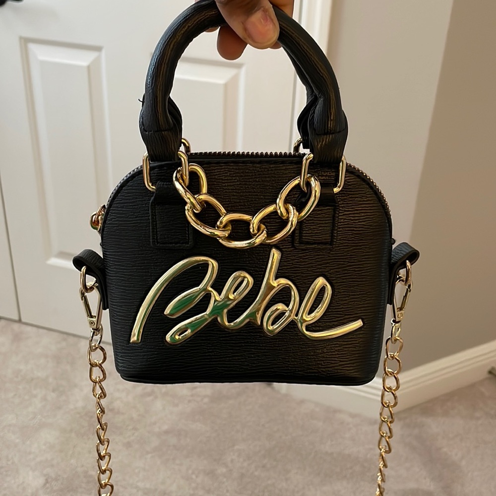 Mini black leather Bebe purse